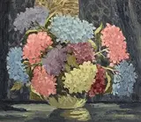 Mabel Young, Still Life - Vase of Flowers, oil on board