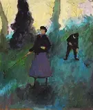 Tom Carr, The Gardeners, oil on board
