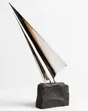 Vela by Michael Foley, unique steel sculpture on stone base, sold Jan 2017