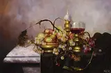 Furst, Fruit and Wine on Tabletop, oil on board