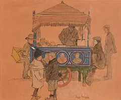Charles Pears, Lesson's Done, watercolour