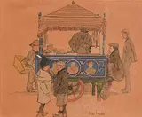 Charles Pears, Lesson's Done, watercolour