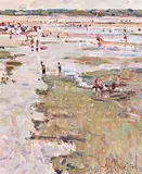 Tramore Beach, Low Tide by Arthur K. Maderson, oil on board, sold Jan 2017