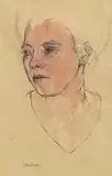 Alexandra Gardner Scottish, Head of a Young Woman, 2001, mixed media on paper