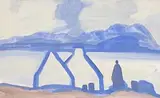 Dusk Falling by Markey Robinson, gouache on board, sold Jan 2017