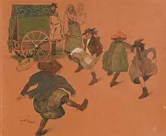 Charles Pears, School's Done, watercolour