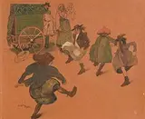 Charles Pears, School's Done, watercolour