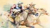 Peter Curling, The Last Furlong, watercolour