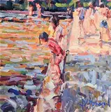Evening, Lismore River Pool by Arthur K. Maderson, oil on board, sold Dec 2016