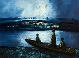 Daniel O'Neill, Three Boatmen, oil on board