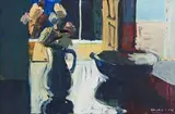 Brian Ballard, Still Life on Tabletop: Bowl and Vase of Flowers