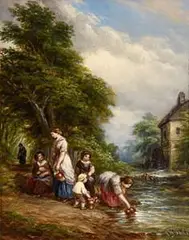 Collecting Water by John Anthony Puller British, oil on canvas, sold Dec 2016