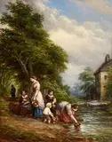 John Anthony Puller British, Collecting Water, oil on canvas