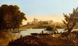 Edmund John Nieman British, Windsor Castle and Eton Chapel from the Meadows, oil on canvas
