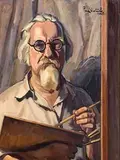 Paul Nietsche, Self Portrait, 1944, oil on canvas board