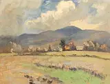 Letitia Marion Hamilton, Glimpse of Houses and Trees on a Windy Day