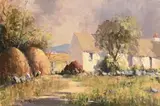 George Gillespie, Haystacks & Old Homestead, West of Ireland, oil on canvas