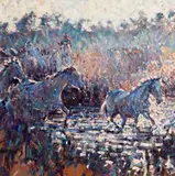 Morning Mist and Sunlight, Camargue, France by Arthur K. Maderson, oil on panel, offered Sep 2016