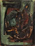 Irish Landscape (Autumn) by Tony O'Malley, 1962, oil & collage on board, offered Sep 2016