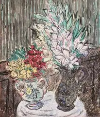 Basil Rakoczi, Fleurs Au Pension, mixed media