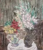 Basil Rakoczi, Fleurs Au Pension, mixed media