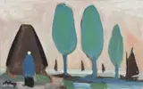 Going Home by Markey Robinson, gouache on board, sold Sep 2016