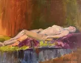 Reclining Nude by Kenneth Webb, oil on canvas, offered Sep 2016