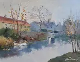 Liam Treacy, Canal at Baggott Street, oil on board