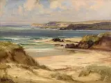 Figures on the Beach, Culdaff, Co. Donegal by Frank McKelvey, oil on canvas, sold Apr 2016