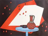 Patrick Caulfield British, Red and White Still Life, 1966, offset lithograph in colors signed & numbered 59/100