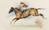 Peter Curling, Born Hurdler, watercolour