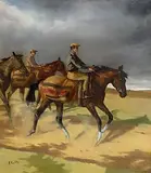 Peter Curling, Exercising on a Cloudy Morning, oil on canvas