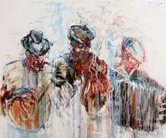 John B. Vallely, The Three Travelling Musicians, oil on canvas