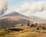 Gathering the Peat by Charles McAuley, oil on canvas, sold Apr 2016