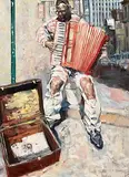 Hector McDonnell, Accordian Player, San Francisco, oil on canvas