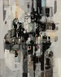 Play of Shapes I by George Campbell, oil on board, sold Apr 2016