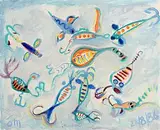 Fish Baits by Tony O'Malley, 1986, oil on paper, sold Apr 2016