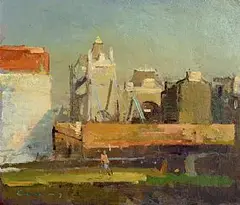 The Waterfront by Fred Cuming Ra British, oil on panel, sold Apr 2016