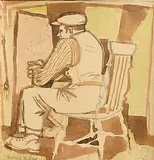Sitting by the Hearth by Gerard Dillon, watercolour, offered Apr 2016