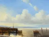 Cashel Pier, Connemara by Norman J. McCaig, oil on canvas board, sold Apr 2016