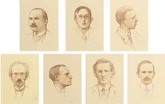 Thomas Ryan, Portraits of the1916 Rising Leaders, set of 7 conté on paper