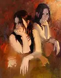 Yves Thos French, Rousses Coquines (2007) (Red Headed Minxes), oil on canvas