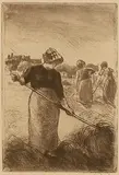 Faneuses by Camille Pissarro French, 1890, etching (eau-forte originale), sold Apr 2016