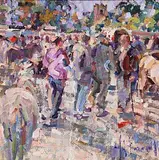 Evening, Tallow Horse Fair by Arthur K. Maderson, oil on panel, sold Dec 2015