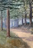 A Wooded Pathway by Percy French, watercolour, offered Dec 2015