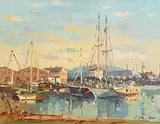 Moored at the Quay by Liam Treacy, oil on canvas, sold Dec 2015