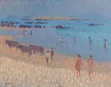 August Evening on Rusheen Beach, Inishbofin Island by Desmond Carrick, oil on board, sold Dec 2015