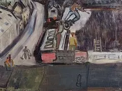 Tarring the Shed by Nano Reid, oil on canvas, sold Dec 2015