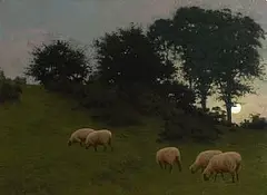 Joseph Malachy Kavanagh, Whispering Leaves and Wandering Sheep, oil on canvas