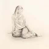 John Waterhouse British, Study of Fiona, pencil drawing